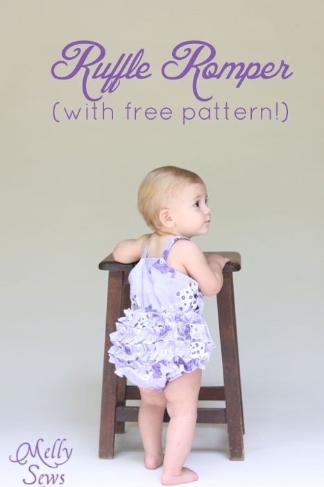Adorable ruffled bottom romper tutorial with free romper pattern by Melly Sews