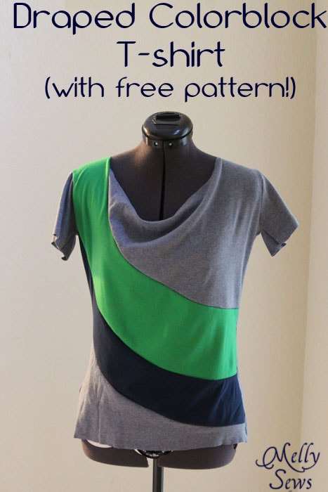 Draped Colorblock T-shirt with free pattern by Melly Sews