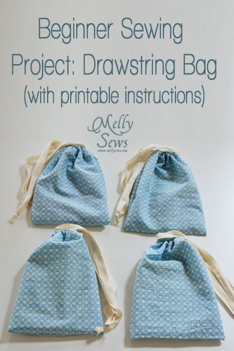 Easy Beginner Sewing Projects: Drawsting Bag with printable instructions
