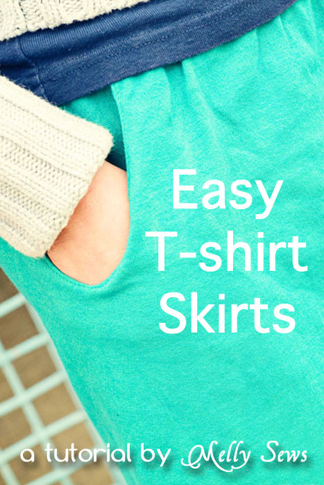 Make this easy t-shirt skirt (with pockets!) wtih this tutorial from Melly Sews