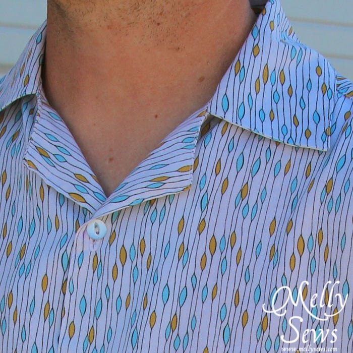 Men's Button Up Shirt by Melly Sews - Novella Rayon Rain Aqua by Free Spirit
