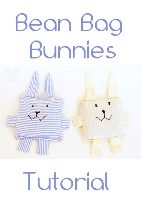 Quick and cute Easter bean bag bunny tutorial that can be made with scraps - http://mellysews.com