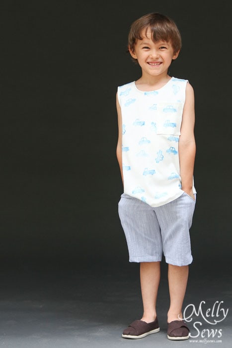Boys tank top and shorts sewing patterns by Blank Slate Patterns