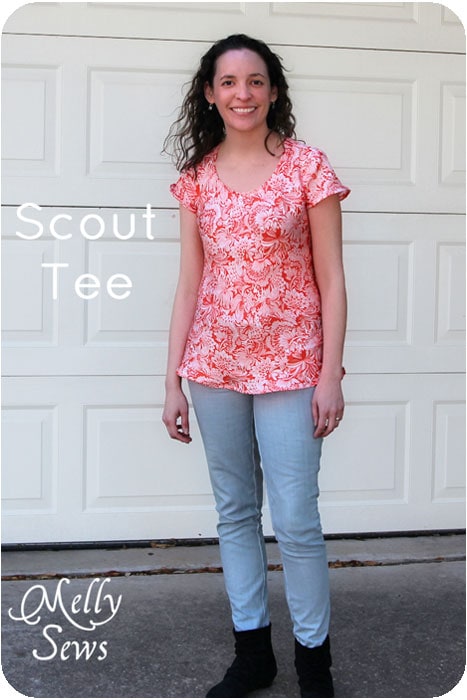 Scout Woven Tee by Grainline Studio, silk t-shirt sewn by Melly Sews