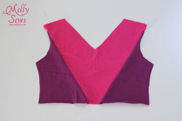 Colorblocked Bodice of V-Neck Sundress Tutorial with free pattern by Melly Sews for (30) Days of Sundresses