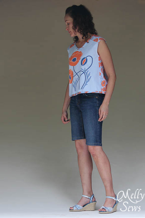Easy Crossback Top for Summer by Melly Sews featuring Modern Yardage fabric - free pattern!