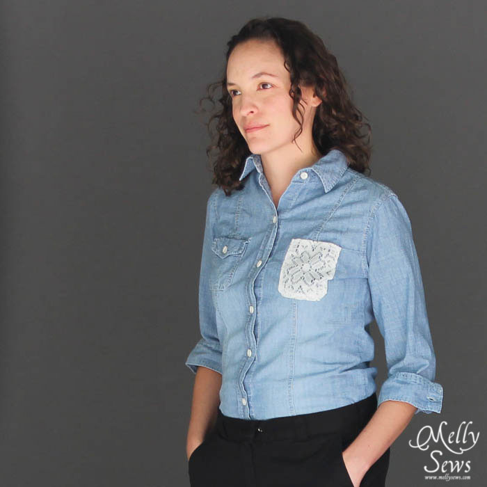Lace pocket shirt tutorial by Melly Sews