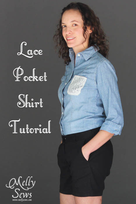Upcycled fashion - Lace pocket shirt tutorial by Melly Sews