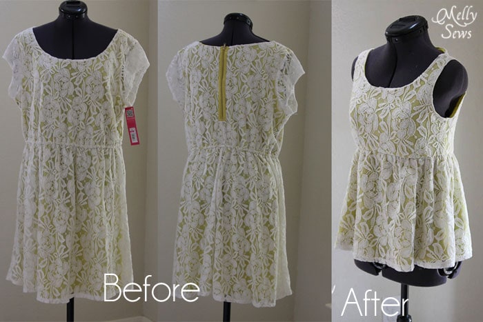 Before and After Lace Shirt Refashion Tutorial - Melly Sews