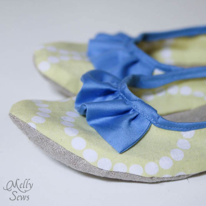 Close up Sew Ruffled Slippers Tutorial - Melly Sews