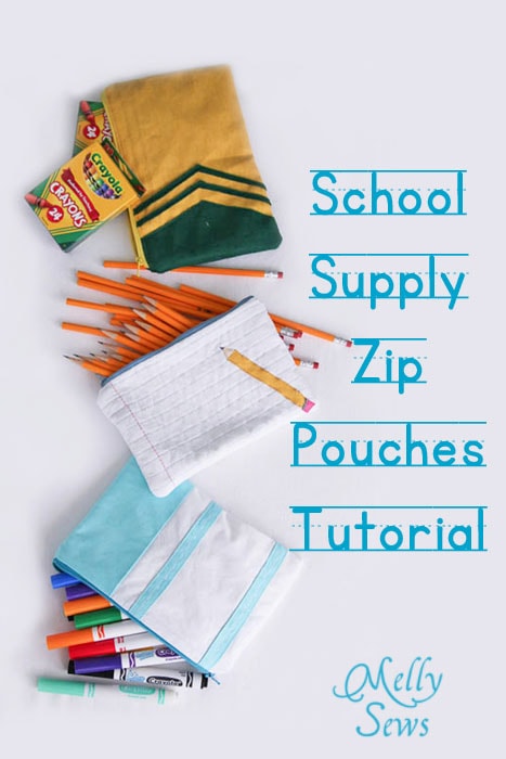 Cute School Supply inspired zip pouches to sew - Melly Sews