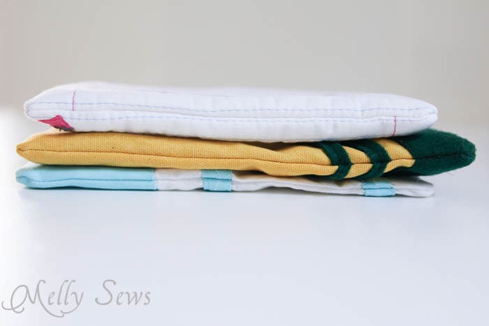 Side view of School Supply inspired zip pouches to sew - Melly Sews