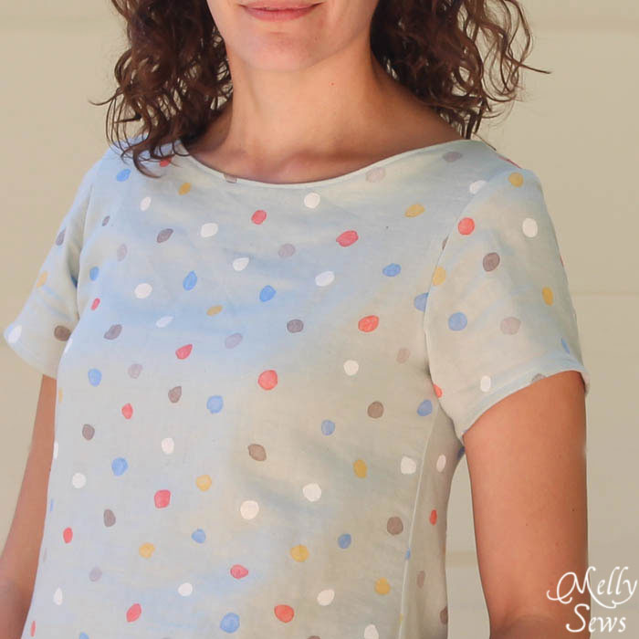 Close up of Women's Boatneck Shirt Tutorial with free pattern (for a limited time) - Melly Sews http://mellysews.com