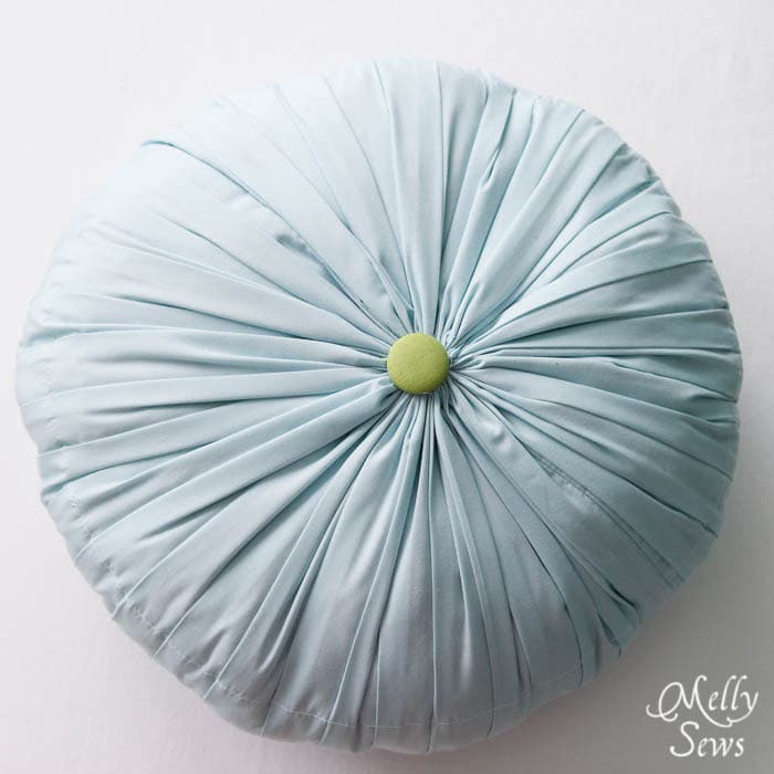 Top view Round Pleated Pillow Tutorial - Melly Sews