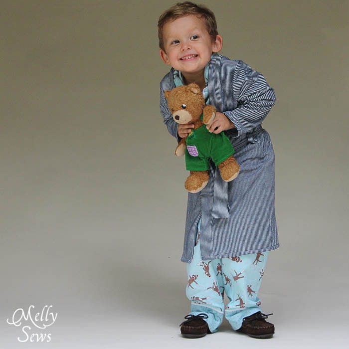 I want to squeeze him and the bear, and make this Sleepy Robe - Free Pattern and Tutorial for Children's Robe Sizes 18m-8 - Melly Sews#sewing #kids #tutorial #diy