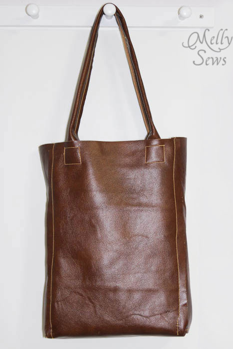 Front view - Leather Tote Tutorial - Melly Sews - #diy #sewing #tutorial