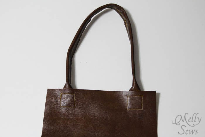Handles - Boxy Leather Tote Tutorial - Melly Sews - #diy #sewing #tutorial