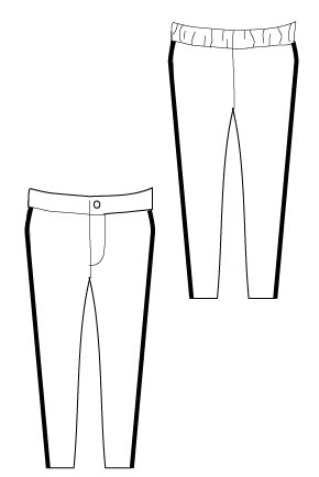 LIne drawing of Super Skinny Pants PDF Sewing Pattern by Blank Slate Patterns