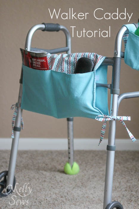 DIY Walker Caddy Tutorial- a walker bag sewn to carry personal items makes a great gift idea for friends and relatives who use mobility assistance