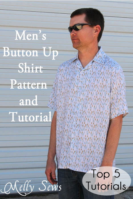 Men's Shirt Tutorial and Pattern - Melly Sews #sewing #diy