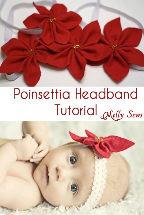 Poinsettia Headband Tutorial - Quick and Easy Gift - Melly Sews #sewing #DIY #holiday #Christmas