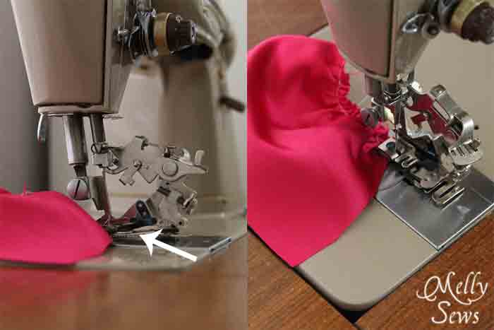 Using a ruffle foot to gather fabric - Melly Sews