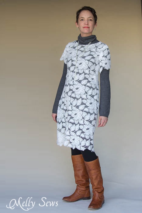 Love this look for winter - warm and pretty! Lace Dress 3 Ways - MellySews.com