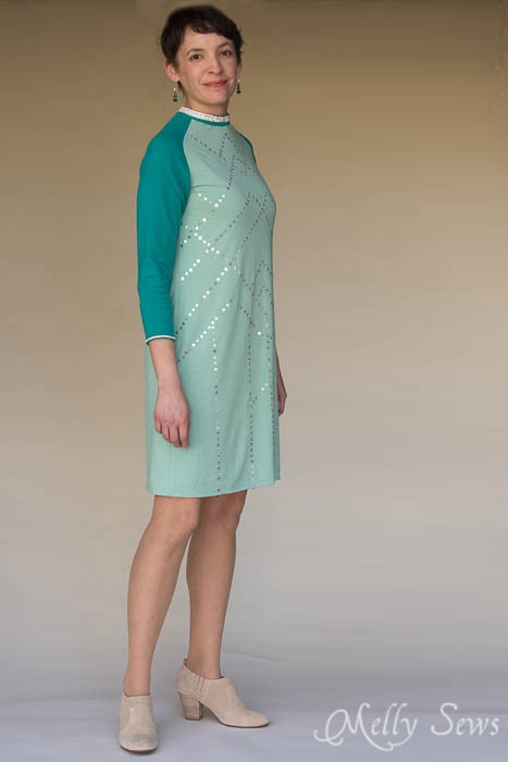 Knit raglan sleeve sequin dress - MellySews.com