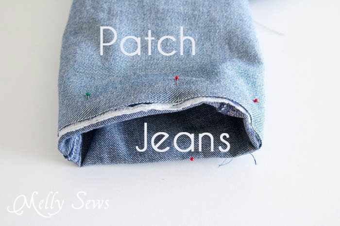 Step 2 - How to Patch Jeans - An easier way to mend knees with holes - MellySews.com