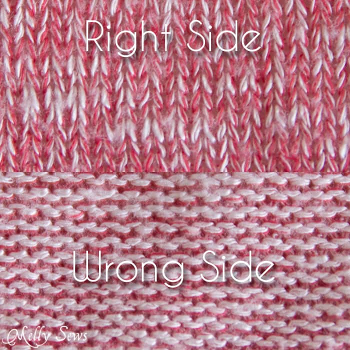 Right and Wrong Side of most Knit Fabrics - Types of Knit Fabric - An overview of knit fabrics - http://mellysews.com