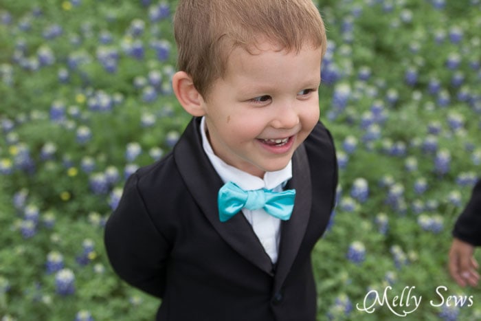 Adorable Ring Bearer - Berkshire Blazers and Trendy Tuxedo Pants by Blank Slate Patterns - http://mellysews.com
