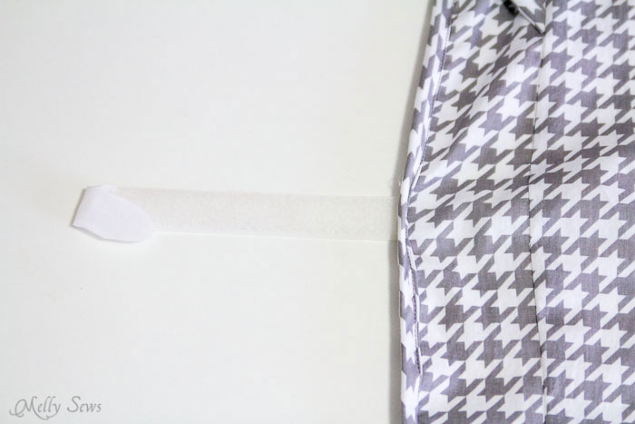 Attach velcro - Ironing Board Cover and storage pocket - http://mellysews.com