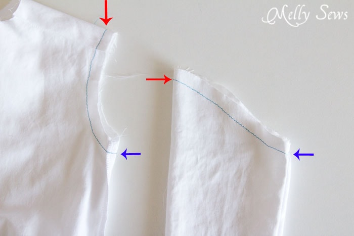 Match points when sewing a set in sleeve - How to sew a set in sleeve - http://mellysews.com