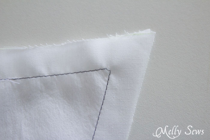 Close up of point sewn - How to sew sharp points on collars - http://mellysews.com
