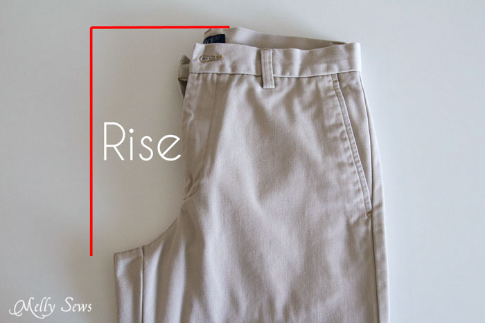 Measure the rise - How to draft mens shorts pattern - http://mellysews.com