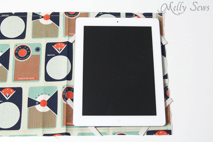 Step 5 - place elastic - Book Style iPad Case Tutorial by http://mellysews.com