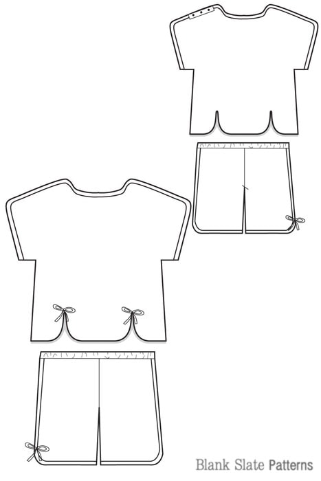 Line Drawing - Sweet Pea Pajama Sewing Pattern by blankslatepatterns.com
