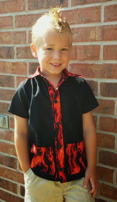 Rockabilly View B - Bookworm Button Up Sewing Pattern for Boys and Girls - Blank Slate Patterns
