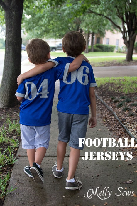 Adorable Football Jerseys by Melly Sews from the Blank Slate Patterns Just a Jersey pattern