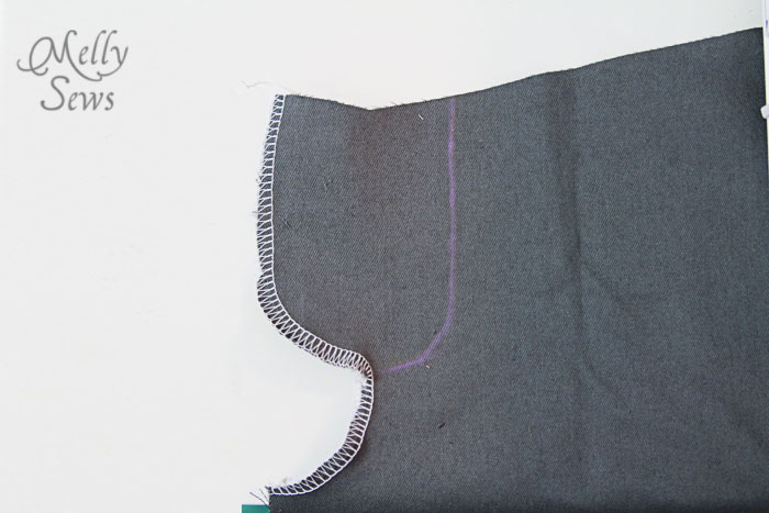 Sew a zip fly - finish raw edges