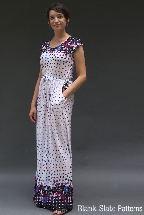 Cap Sleeve version of Catalina Dress Pattern by Blank Slate Patterns 