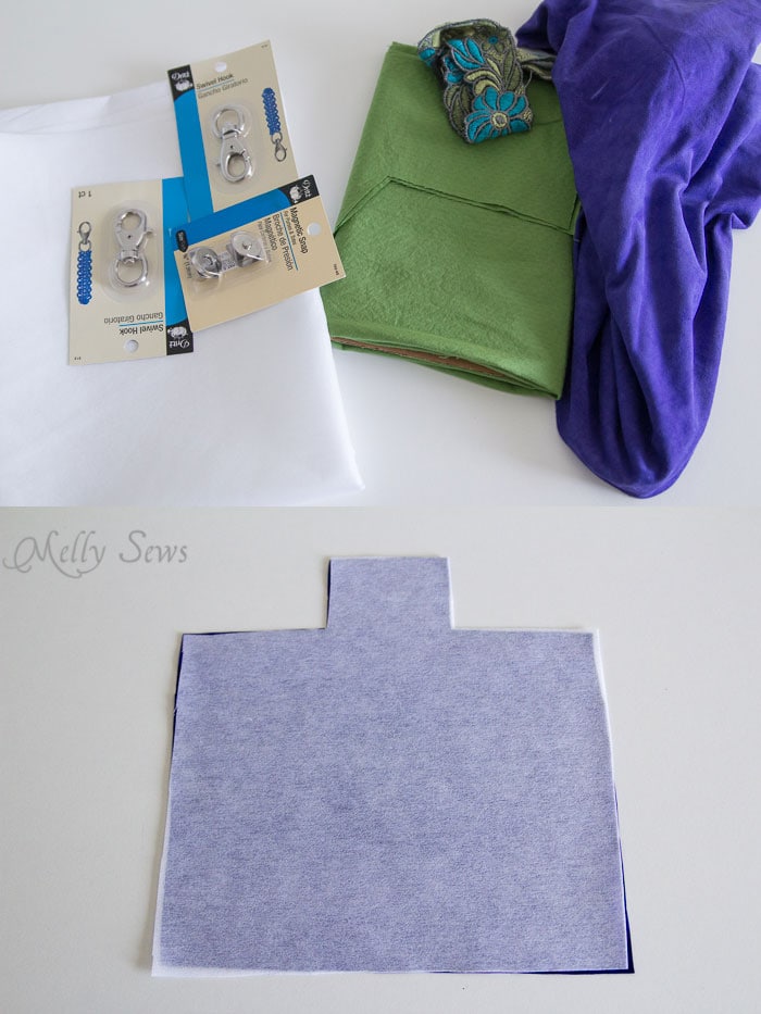 Materials - Suede Clutch Tutorial with free pattern - Melly Sews