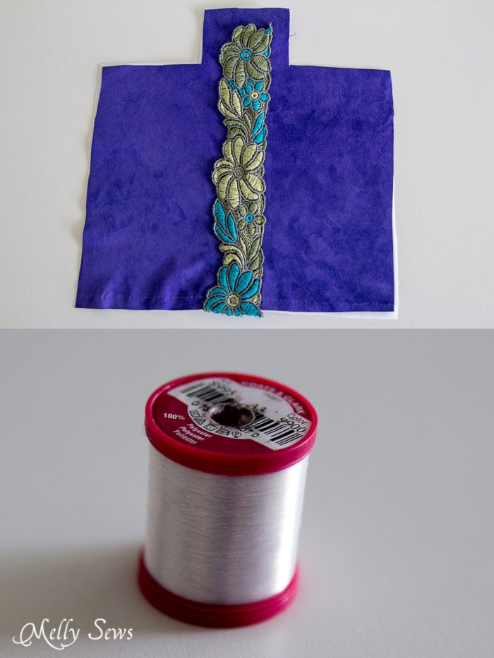 Sew trim on with invisible thread - genius! - Suede Clutch Tutorial with free pattern - Melly Sews