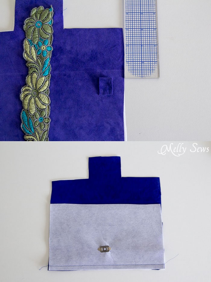 Strap Loops - Suede Clutch Tutorial with free pattern - Melly Sews