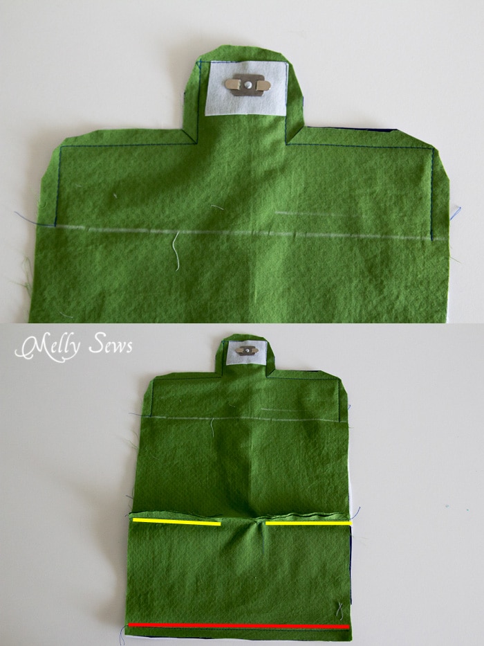 Clip corners and sew lining - Suede Clutch Tutorial with free pattern - Melly Sews