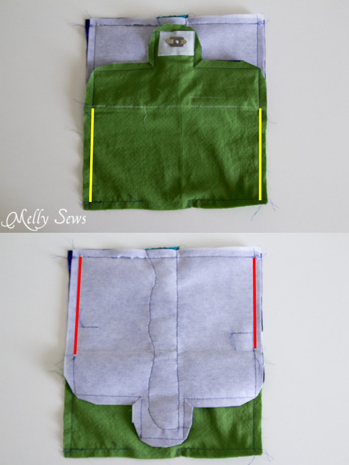 Sew side seams - Suede Clutch Tutorial with free pattern - Melly Sews