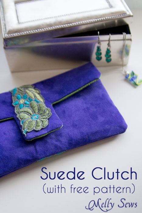 Suede Clutch Tutorial with free pattern - Melly Sews