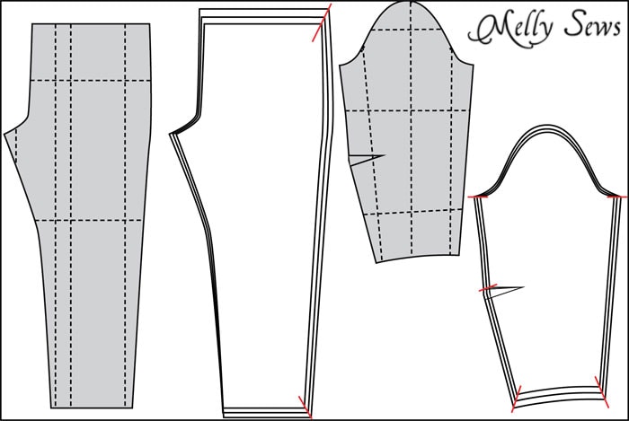 Graded pants and sleeve patterns - How to make Sewing Patterns Bigger (or smaller) - Melly Sews