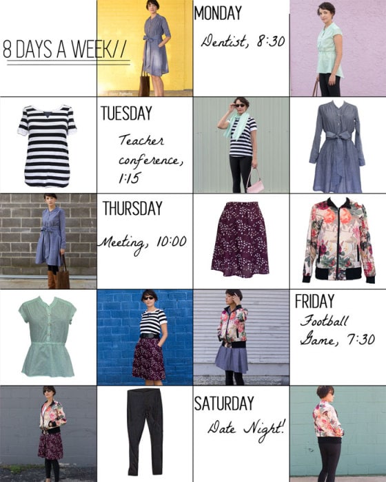 Looks to take you into autumn - Sew a capsule wardrobe with patterns from 8 Days a Week by Pattern Anthology - sewn by Melly Sews