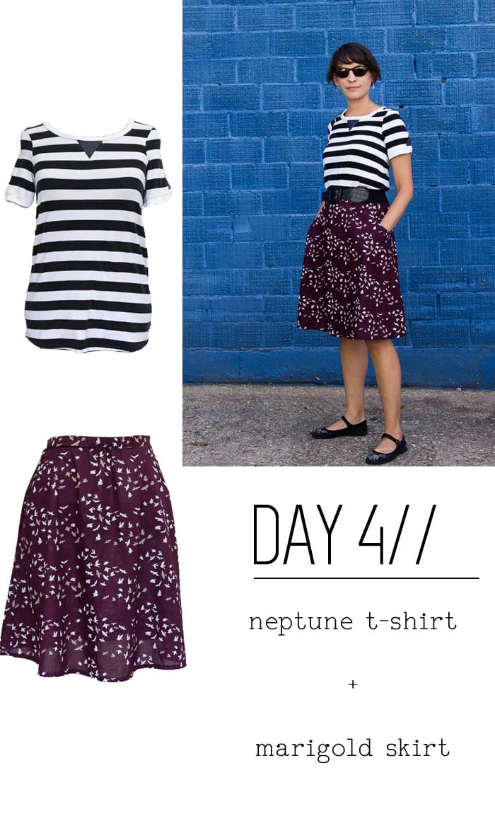 Day 4 - Neptune T-shirt by See Kate Sew, Marigold Skirt by Blank Slate Patterns, sewn by Melly Sews